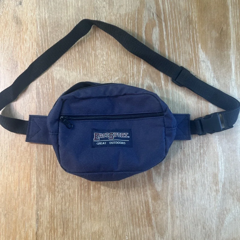 Vintage 90's Eastsport Outdoor Company Waist Bag / Fanny Pack 2 Pocket Navy Blue